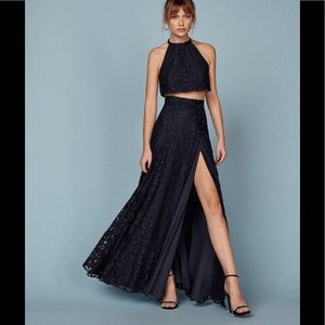 Reformation’s Harper two pieces in navy lace